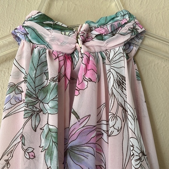 H&M pink floral maxi dress size 2 sleeveless high neck lightweight button back - Picture 5 of 14